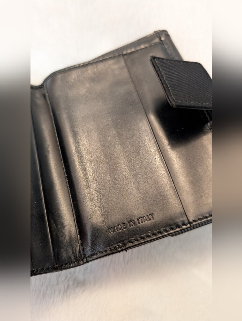 Authentic Prada Black Leather And Nylon Bifold snap wallet 4.5" x 3.5" with coa - Picture 10 of 14
